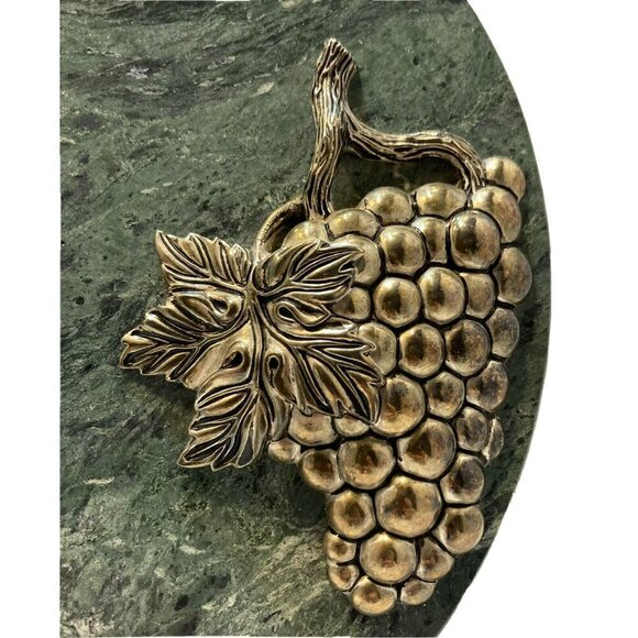 Godinger Silver Art Co. Green Marble Silver Plate Grape Cluster Tray-10” - Picture 4 of 9